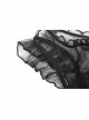Off-Shoulder Short Sleeve Splice Lace Flounce Hem Black Gothic Imitates Silk T-Shirt