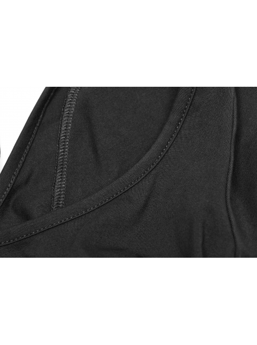 Metal Ring Bandage Big Collar Short Sleeve Black Punk Tight T-Shirt
