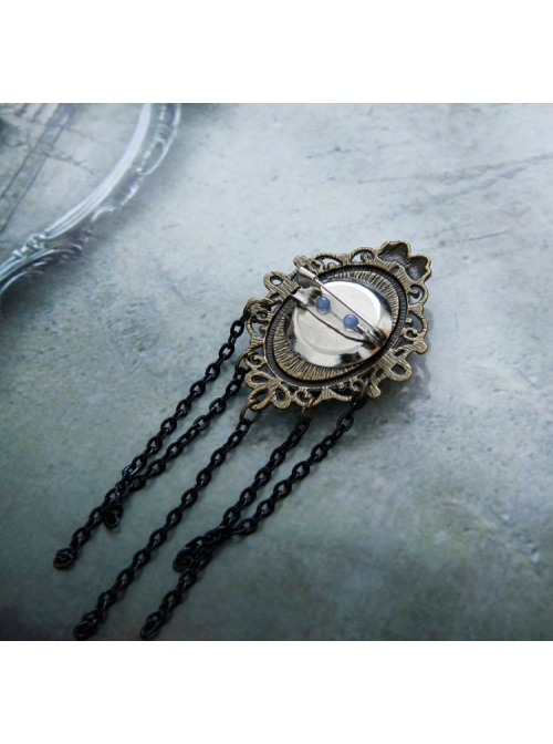 Bronze Halloween Gothic Style Dark Tassel Brooch Personality Badge Costume Matching Accessories