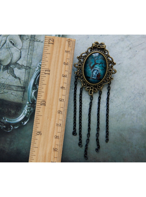 Bronze Halloween Gothic Style Dark Tassel Brooch Personality Badge Costume Matching Accessories