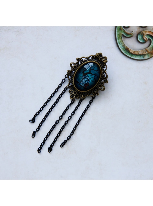 Bronze Halloween Gothic Style Dark Tassel Brooch Personality Badge Costume Matching Accessories