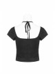 Front Chest Bandage Short Sleeve Black Punk Short Knit Halter T-Shirt