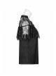 V-Neck Lace-Up Front Chest Flounce Short Sleeve Black Gothic Lace T-Shirt