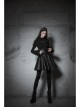 Metal Buckle Collar Front Chest Hollow-Out Long Sleeve Black Punk Tight T-Shirt