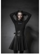 Metal Buckle Collar Front Chest Hollow-Out Long Sleeve Black Punk Tight T-Shirt