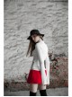 High Collar Long Sleeve Metal Ring Decoration Cuff Glial Print White Punk Tight Knitted T-Shirt