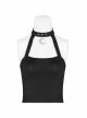 Metal Moon Pendant Black Punk Knit Halter Vest