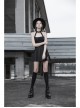 Metal Moon Pendant Black Punk Knit Halter Vest