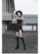 Metal Moon Pendant Black Punk Knit Halter Vest