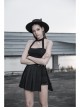 Metal Moon Pendant Black Punk Knit Halter Vest