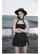 Metal Moon Pendant Black Punk Knit Halter Vest