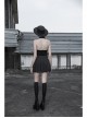 Metal Moon Pendant Black Punk Knit Halter Vest