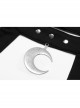 Metal Moon Pendant Black Punk Knit Halter Vest
