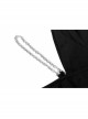 Slanted Shoulder Collar Curved Hollow-Out Metal Chain Decoration Short Sleeve Black Punk Tight Knit T-Shirt