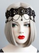 Personality Gothic Fashion Pearl Black Lace Hairband Elastic Cord Halloween Headband Accessories