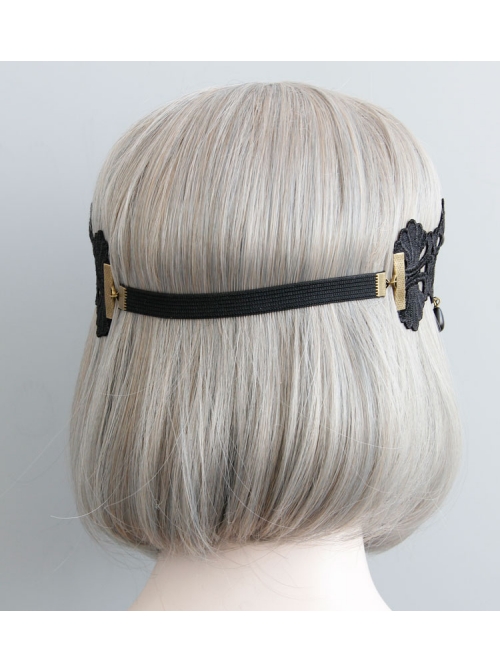 Personality Gothic Fashion Pearl Black Lace Hairband Elastic Cord Halloween Headband Accessories