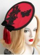 Individuality Retro Gothic Lace Butterfly Flannel Burgundy Tassel Bow Hat Hairpin