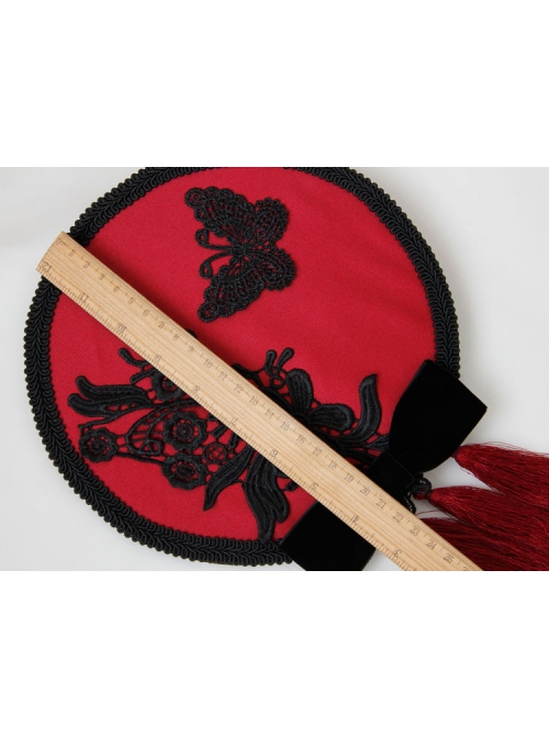 Individuality Retro Gothic Lace Butterfly Flannel Burgundy Tassel Bow Hat Hairpin