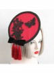 Individuality Retro Gothic Lace Butterfly Flannel Burgundy Tassel Bow Hat Hairpin