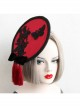 Individuality Retro Gothic Lace Butterfly Flannel Burgundy Tassel Bow Hat Hairpin