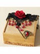 Gothic Red Rose Lace Crystal Bracelet Black Retro Finger Ring One Chain