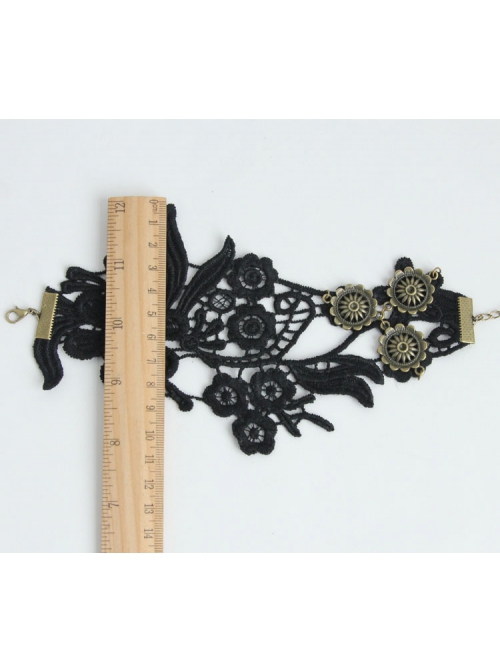 Gothic Style Retro Lace Flower Party Black Anklet