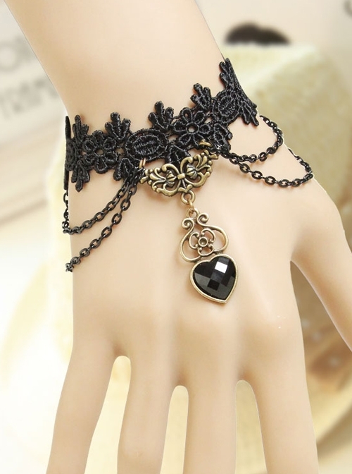 Black Vampire Love Retro Lace Exaggerated Fashion Women'S Bracelet