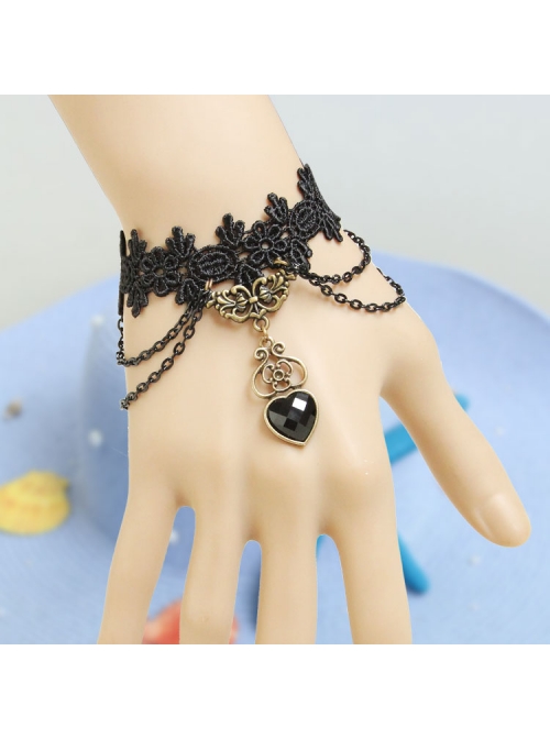 Black Vampire Love Retro Lace Exaggerated Fashion Women'S Bracelet