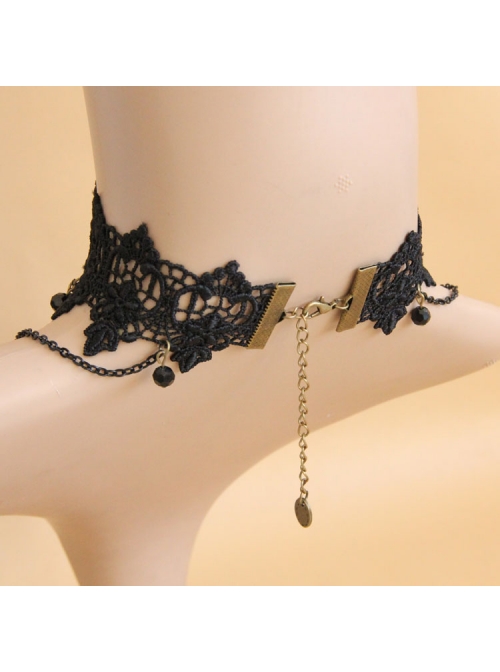 Black Retro Exaggerated Cross Collar Harajuku Style Lace Jewelry Choker