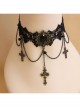 Black Retro Exaggerated Cross Collar Harajuku Style Lace Jewelry Choker