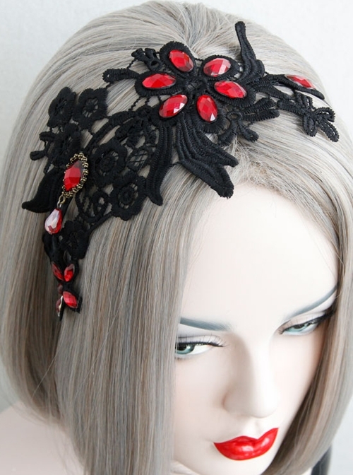 Halloween Christmas Gothic Personality Fashion Atmosphere Black Lace Broad-Brimmed Headband