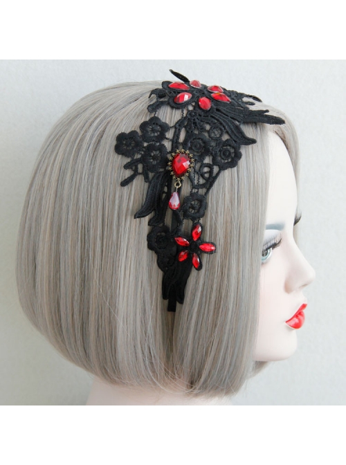 Halloween Christmas Gothic Personality Fashion Atmosphere Black Lace Broad-Brimmed Headband
