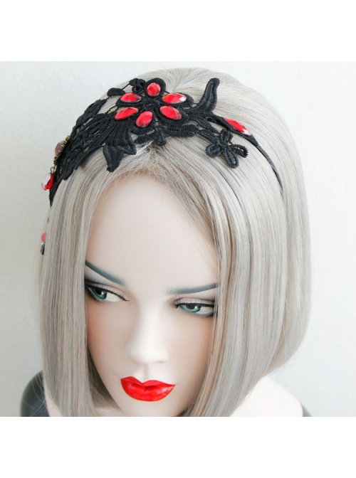 Halloween Christmas Gothic Personality Fashion Atmosphere Black Lace Broad-Brimmed Headband