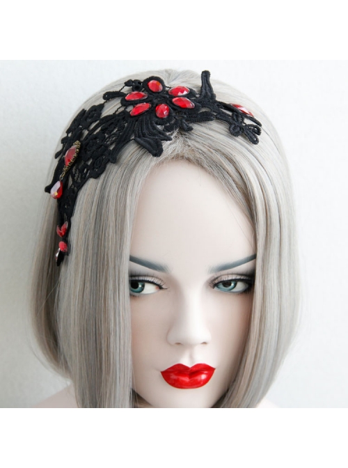 Halloween Christmas Gothic Personality Fashion Atmosphere Black Lace Broad-Brimmed Headband