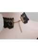 Retro Fashion Black Gothic Lace Rose Artificial Gem Pendant Necklace