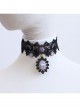 Gothic Style Retro Rose Flower Lace Pendant Female Short Necklace Fake Collar