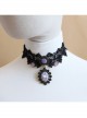 Gothic Style Retro Rose Flower Lace Pendant Female Short Necklace Fake Collar