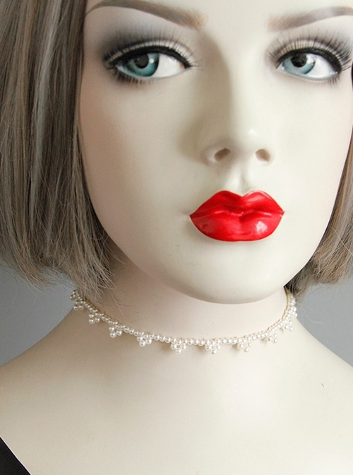 Gothic Retro Supermodel Street Shooting Simple All-Match Party Imitation Pearl Necklace