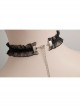 Simple Gothic Black Personality Harajuku Style Lace Rose Pendant Short Chain Jewelry
