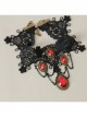 Punk Retro Vampire Black Lace Tassel Red Gem Exaggerated Necklace