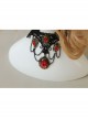 Punk Retro Vampire Black Lace Tassel Red Gem Exaggerated Necklace