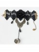Gothic Baroque Palace Style Black Flowers Pearl Lace Band Ring Christmas Party Bracelet