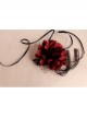 Gothic Halloween Christmas Black Lace Red Rose Face Mask Ribbon Veil