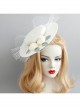 Palace Baroque Retro Horse Racing White Net Yarn Pearl Banquet Wedding Dress Top Hat