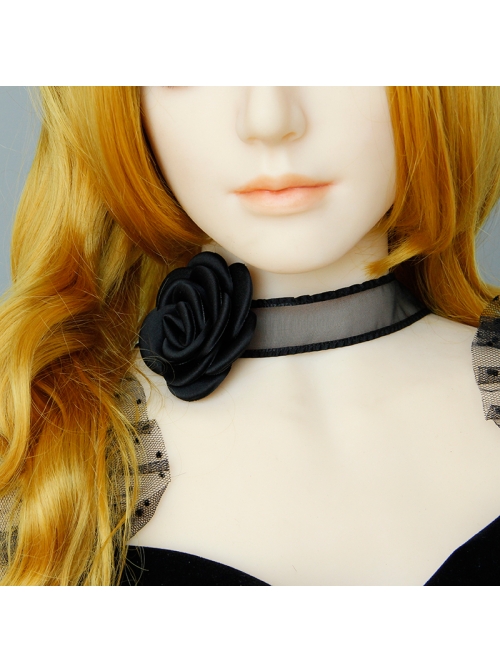 Black Rose Flower Gothic Niche Retro Sexy Girdle Choker