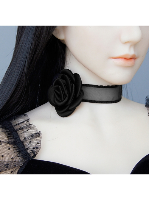 Black Rose Flower Gothic Niche Retro Sexy Girdle Choker