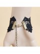 Gothic Retro Fashion Black Lace Gemstone Female Ring One Chain Bracelet