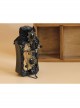 Gothic Retro Fashion Black Lace Gemstone Female Ring One Chain Bracelet