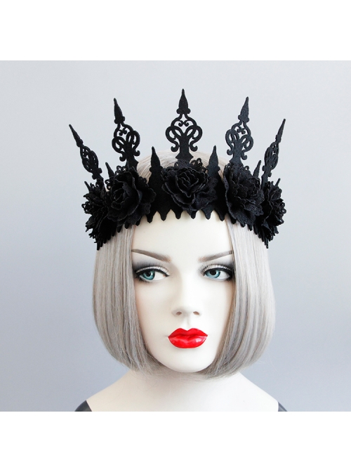 Dark Gothic Crown Black Halloween Witch Masquerade Show Garland Headband