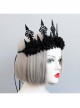Dark Gothic Crown Black Halloween Witch Masquerade Show Garland Headband